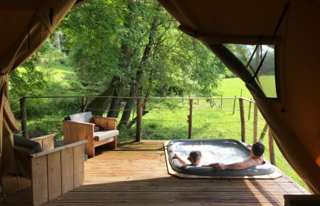 Cabane en bois Descartes - Indre-et-Loire - Lodge du ruisseau avec SPA (photo du propri&eacute;taire)